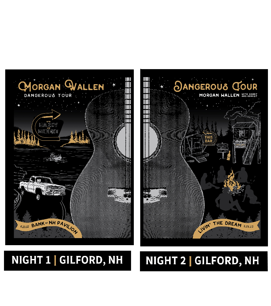 Gilford, NH June 23 and 24 Poster Official Wallen Online Store