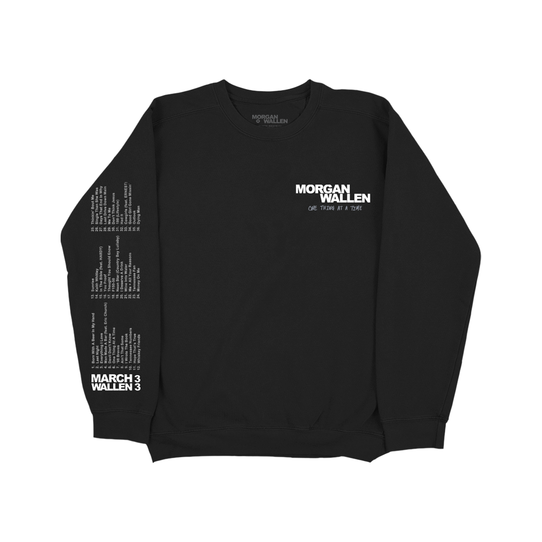 One Thing At A Time Album Cover Black Crewneck